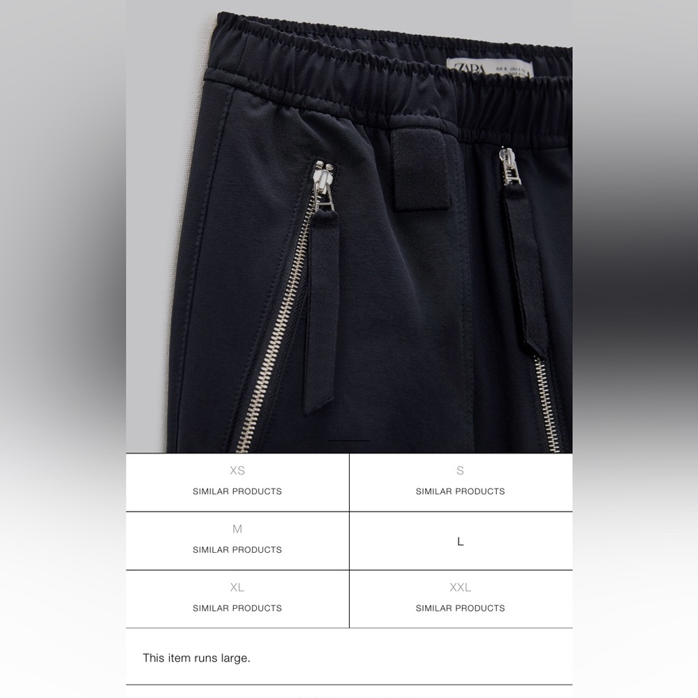 ZARA CARGO PANTS WITH ZIPPER NAVY BLUE - Picture 7 of 9